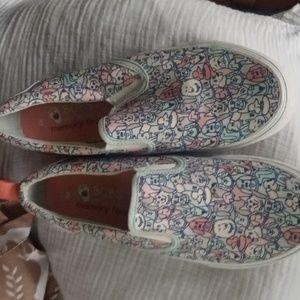Skechers Slip-On Sneakers with Pastel Multi Cartoon Dog Print